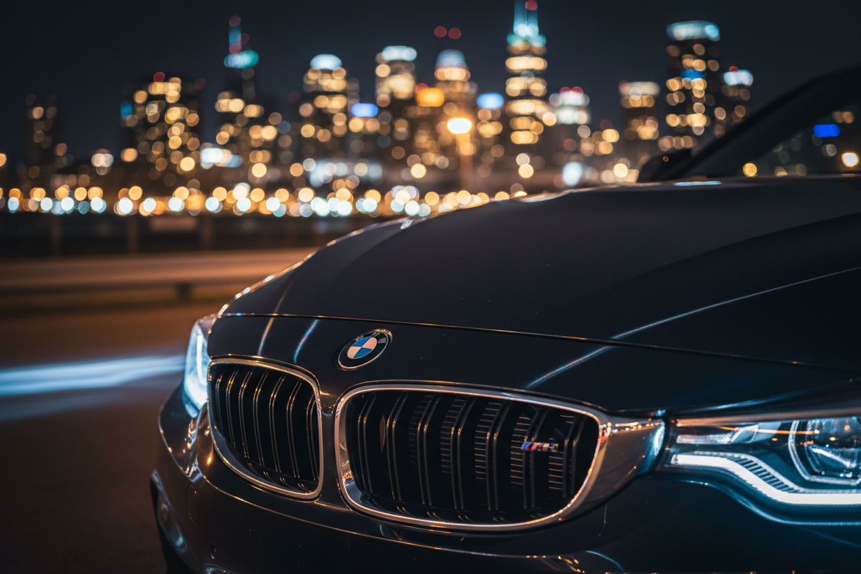 אוקיי אני צריך גריל לרכב ספורט יפה, שיהיה bmw שיהיה קלוסאפ על הגריל והכיסוי ומאחורה שיהיה לילה ורקע יפה של עיר עם אורות